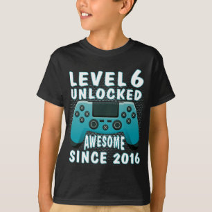 Funny Gamer 6th birthday Gift, Level 6th Unlocked T-Shirt