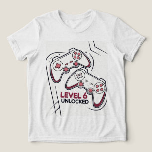 Funny Gamer 6th birthday Gift, Level 6th Unlocked Tri-Blend Shirt