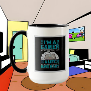 funny gamer add monogram word art  mug