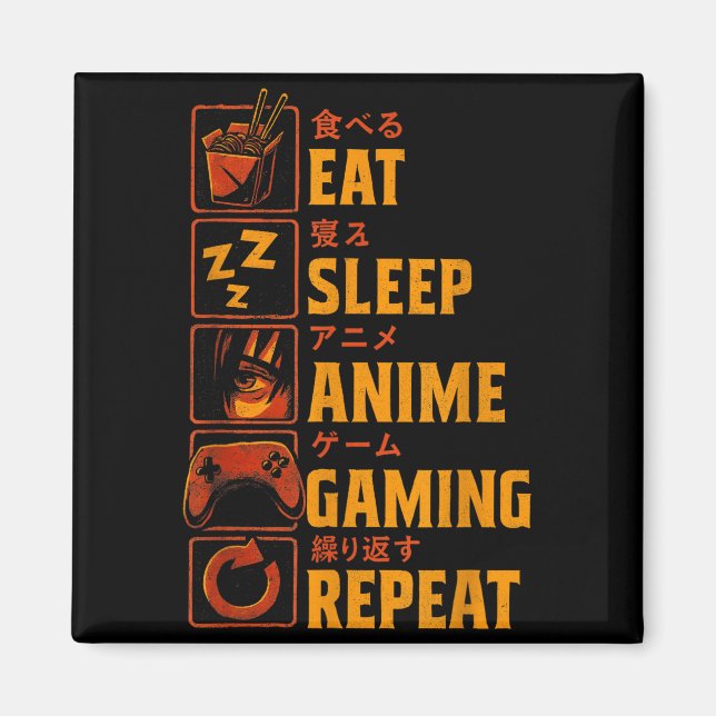 Funny Gamer Anime Graphic Tee Men Boys Teens Video Magnet (Front)