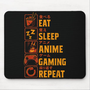 Funny Gamer Anime Graphic Tee Men Boys Teens Video Mouse Mat