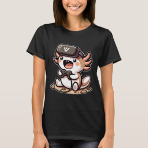 Funny Gamer Axolotl With Vr Headset  T-Shirt