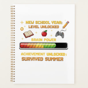 Funny Gamer Back to School Level Unlocked Retro Planner