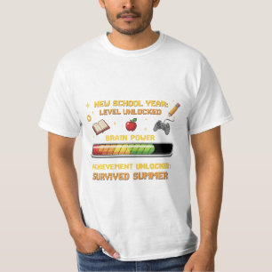 Funny Gamer Back to School   Level Unlocked Retro  T-Shirt