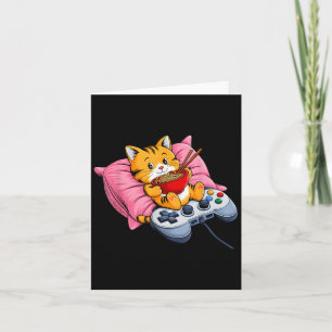 Funny Gamer Cat Ramen Kawaii Gaming Japanese Women Card