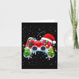 Funny Gamer Christmas Santa Hat Video Game Control Card