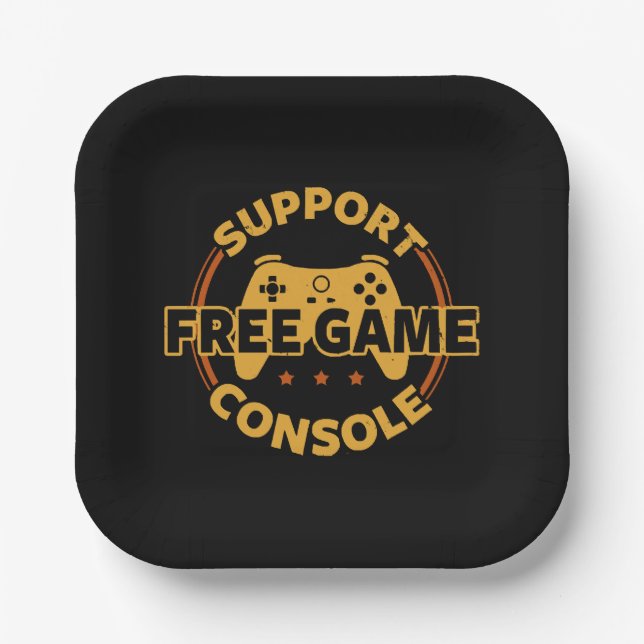 Funny Gamer Console Protest Gaming Paper Plate (Front)