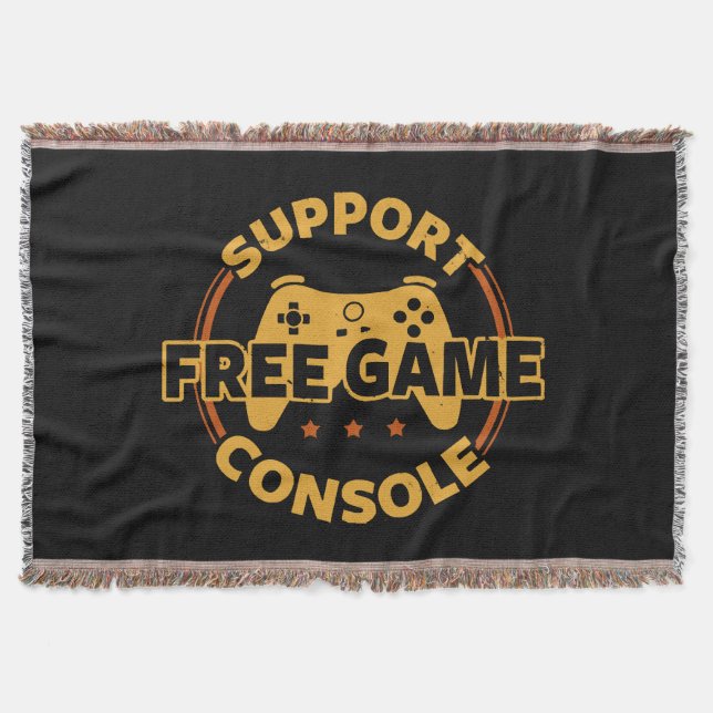 Funny Gamer Console Protest Gaming Throw Blanket (Front)