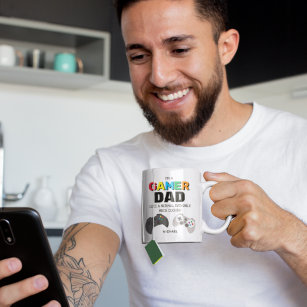 Funny GAMER DAD Personalised   Father's Day Gift Two-Tone Coffee Mug