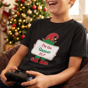 Funny Gamer Elf - Customisable Christmas Holiday T-Shirt