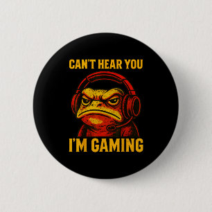 Funny Gamer Frog Men Women Boys Can't Hear You Vid 6 Cm Round Badge