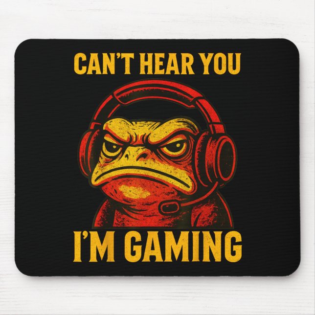Funny Gamer Frog Men Women Boys Can't Hear You Vid Mouse Mat (Front)