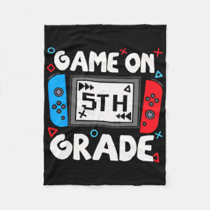 Funny Gamer Game On 5th Grade Back To School Kids Fleece Blanket