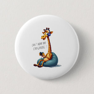 Funny Gamer Giraffe Gaming For Boys Men Video Game 6 Cm Round Badge