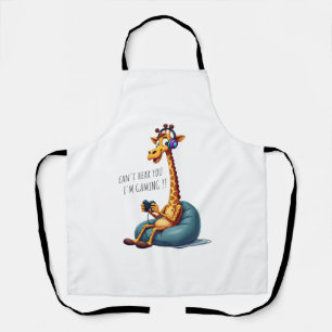 Funny Gamer Giraffe Gaming For Boys Men Video Game Apron