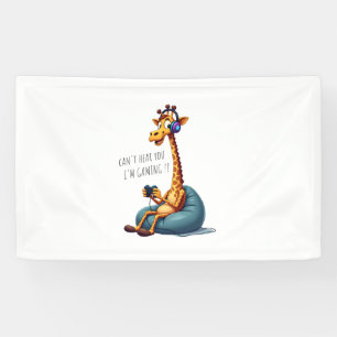 Funny Gamer Giraffe Gaming For Boys Men Video Game Banner