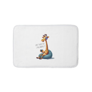 Funny Gamer Giraffe Gaming For Boys Men Video Game Bath Mat