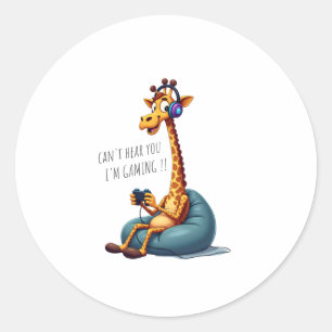 Funny Gamer Giraffe Gaming For Boys Men Video Game Classic Round Sticker