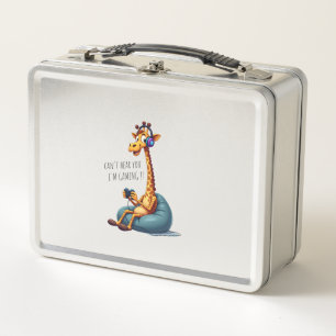 Funny Gamer Giraffe Gaming For Boys Men Video Game Metal Lunch Box