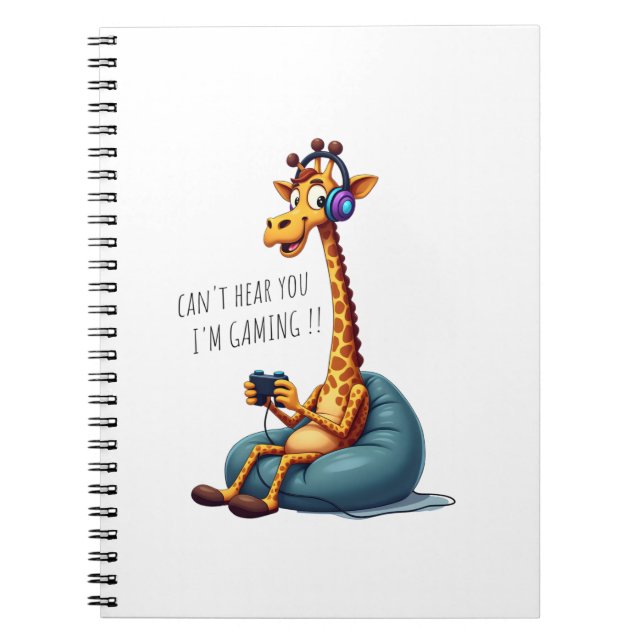 Funny Gamer Giraffe Gaming For Boys Men Video Game Notebook (Front)