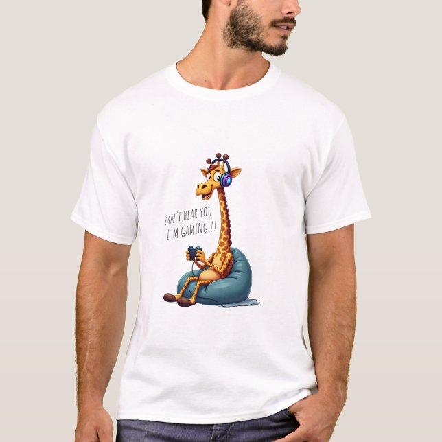 Funny Gamer Giraffe Gaming For Boys Men Video Game T-Shirt (Front)