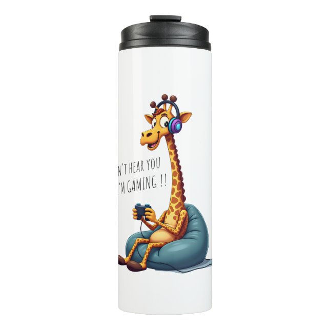 Funny Gamer Giraffe Gaming For Boys Men Video Game Thermal Tumbler (Front)