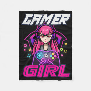 Funny Gamer Girl Video Game Women Gaming Lover Cut Fleece Blanket