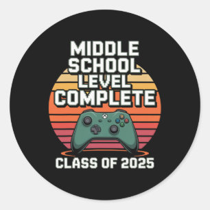 Funny Gamer Graduation Cl Of 2025 Retro Style Kids Classic Round Sticker