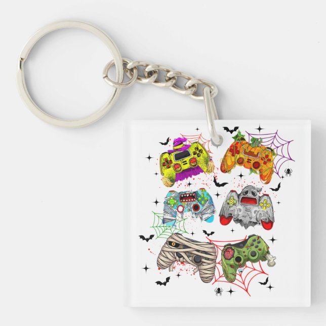 Funny Gamer Halloween Acrylic Keychain (Front)