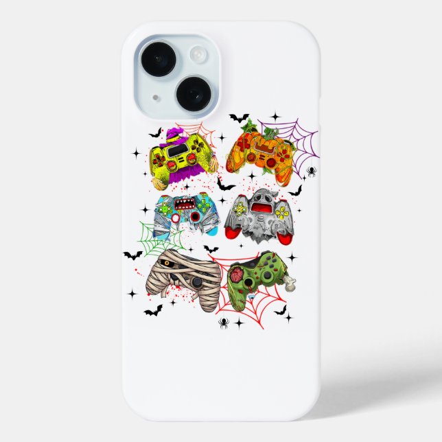 Funny Gamer Halloween phone iPhone 15 Case (Back)