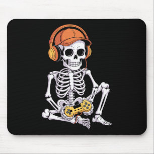 Funny Gamer Halloween Skeleton Video Games Gaming  Mouse Mat