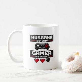 Funny Gamer Husband Mug Pixel Art Retro Design -