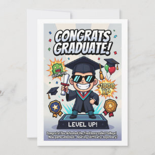 Funny Gamer‑Inspired Graduation Artwork Holiday Card