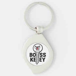 Funny Gamer Keychain – “Boss Key” Cartoon Design