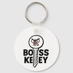 Funny Gamer Keychain – “Boss Key” Cartoon Design