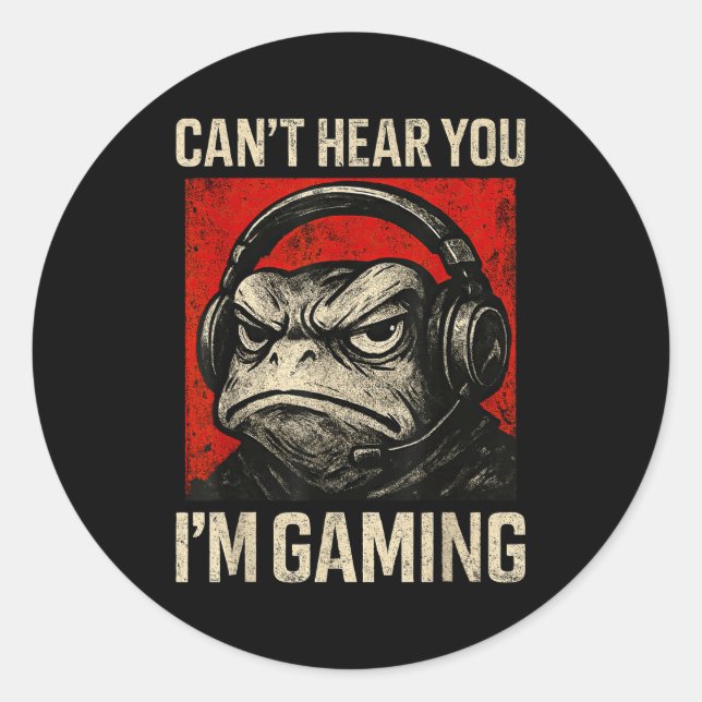 Funny Gamer Mpy Frog Art Men Women Boys Video Gami Classic Round Sticker (Front)