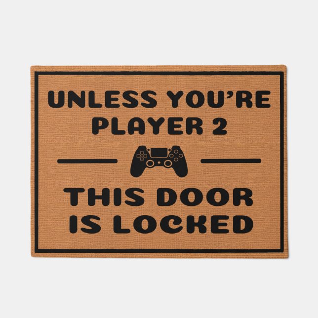 Funny Gamer Nerdy Humour Minimalist Introvert Doormat (Front)