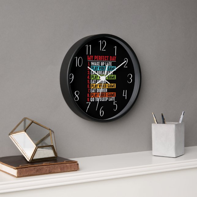 Funny gamer perfect day word art  clock (Office)