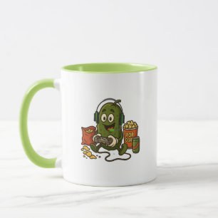 Funny Gamer Pickle Snack Lover Cartoon Video Game Mug