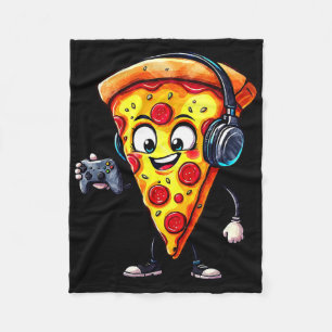 Funny Gamer Pizza Food Video Gaming Men Boys Kids Fleece Blanket