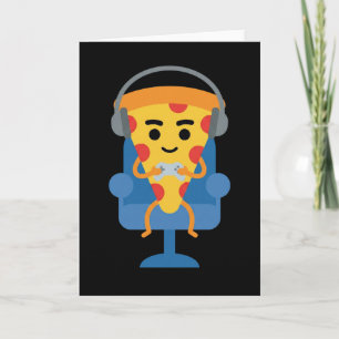 Funny Gamer Pizza Gaming Video Game Enthusiast Boy Card