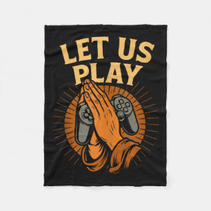 Funny Gamer Prayer Hands Controller Retro Video Ga Fleece Blanket