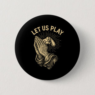 Funny Gamer Prayer Pun Video Game Controller Retro 6 Cm Round Badge