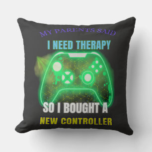Funny Gamer Quote Controller Graphic Throw Pillow