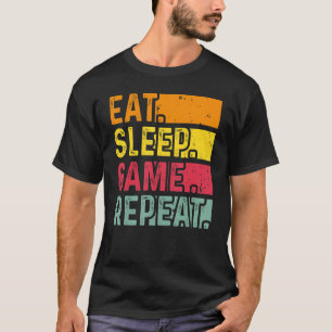 Funny Gamer Quote Eat Sleep Game Repeat, Cool Vint T-Shirt