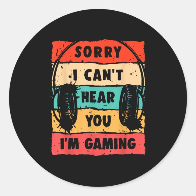 Funny Gamer Shirt For Teens Boys Men Video Gaming  Classic Round Sticker (Front)