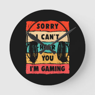 Funny Gamer Shirt for Teens Boys Men Video Gaming Round Clock