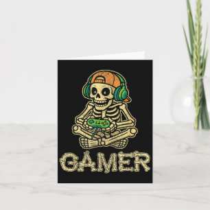 Funny Gamer Skeleton Gamer Teen Boys Video Gaming Card