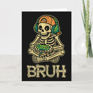 Funny Gamer Skeleton Gamer Teen Boys Video Gaming  Card