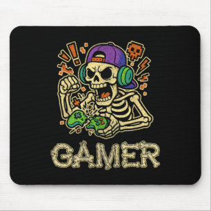 Funny Gamer Skeleton Gamer Teen Boys Video Gaming Mouse Mat